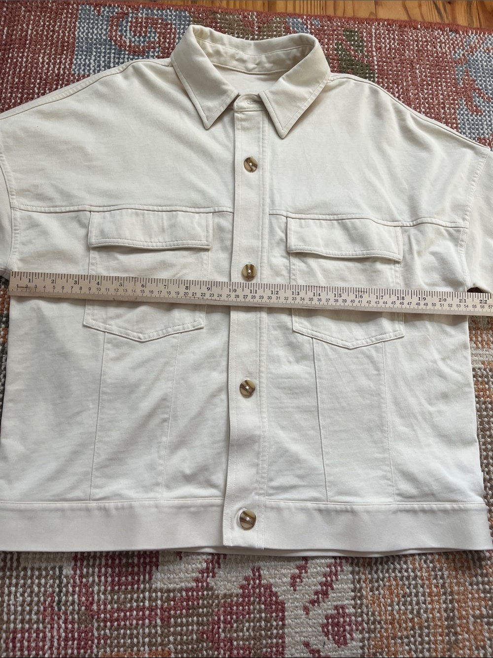 Vuori Mackenzie Jacket Cream Natural Heavyweight Cotton Knit Shacket Size M - Picture 3 of 13